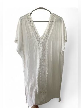Kona Sol White Cover Up Crochet Lace Swim Coverup Dress Resort Wear Pool Beach L